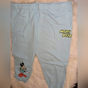 Disney sweat pants size 2x turquoise with large Mickey Mouse on leg